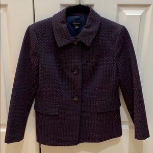 2 PC Navy/Red belted peplum pant suit.